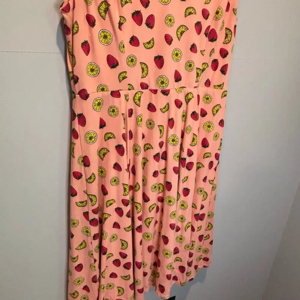 Eva Rose Novelty Fruit Print Sleeveless Fit & Flare Dress - size Large